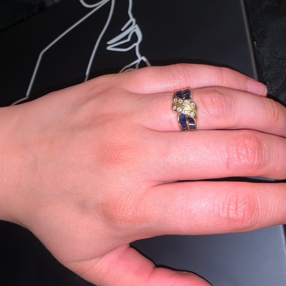 Gorgeous Vintage 14k gold ring with sapphire and diamonds - Picture 4 of 4